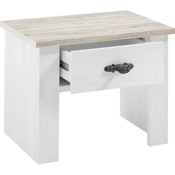 Home affaire Nachtkommode Florenz Nachtschrank Seitenschrank Kommode BESTSELLER, mit schön verzierten, außergewöhnlichen Metallgriffen Nachttisch – Bild 2