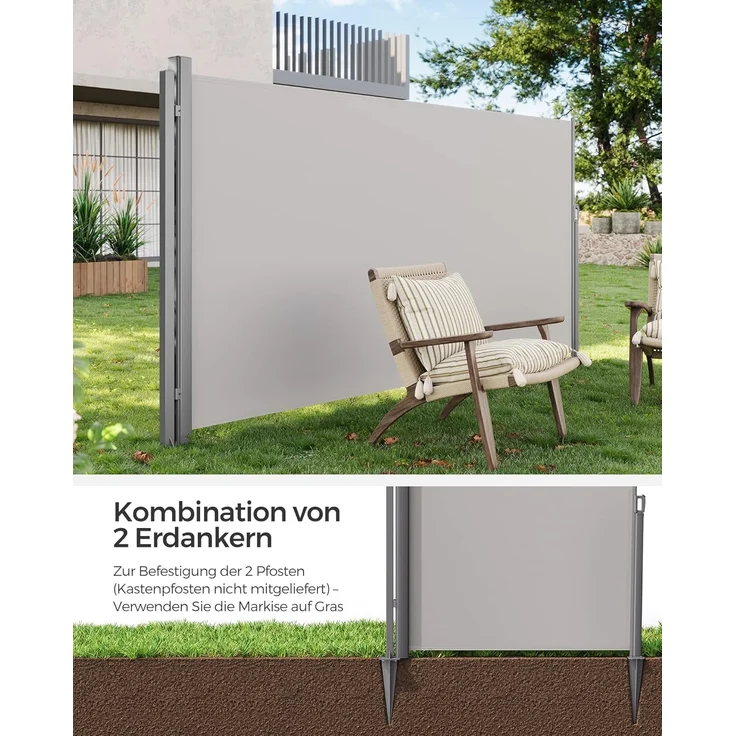 Zubehör Erdanker Bodenhülse Einschlaghülse für Songmics Seitenmarkise GSA001 – Bild 3
