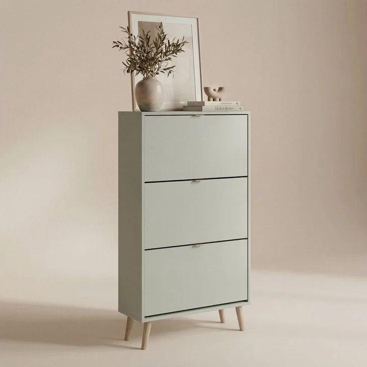 Newroom Schuhschrank Pastellgrün 70 cm Schuhkipper schmal mit 3 Klappen für Flur und Diele – Bild 1