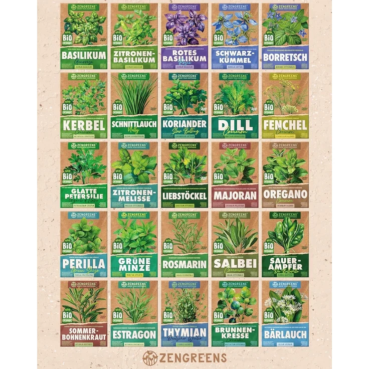 ZenGreens® - Bio Kräuter- & Gemüsesamen im 100er Set - 100 Kräuter- & Gemüse Samen für den einfachen Anbau im Garten, Balkon oder Hochbeet - Pflanzensamen - Saatgut – Bild 16
