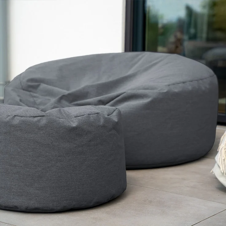 Home Deluxe Outdoor Sitzsack CLOUD - Anthrazit, Polyester, 140 x40 x140 cm – Bild 3