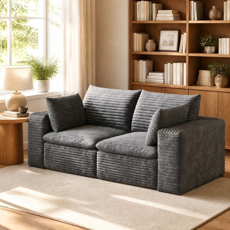 DESVIAE Sofa modular 180x60x90 cm aus Stoff in Dunkelgrau mit Schaumstofffüllung – Bild 8