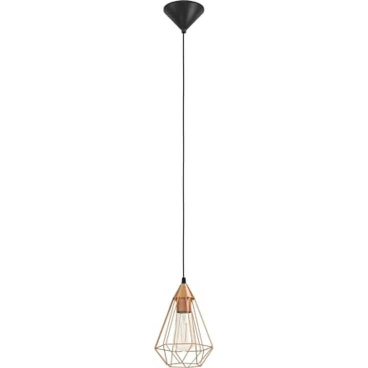 Eglo 94193 Hängeleuchte TARBES E27 1X40W Kunststoff schwarz, Stahl kupferfarben H:110 Ø31cm dimmbar – Bild 2