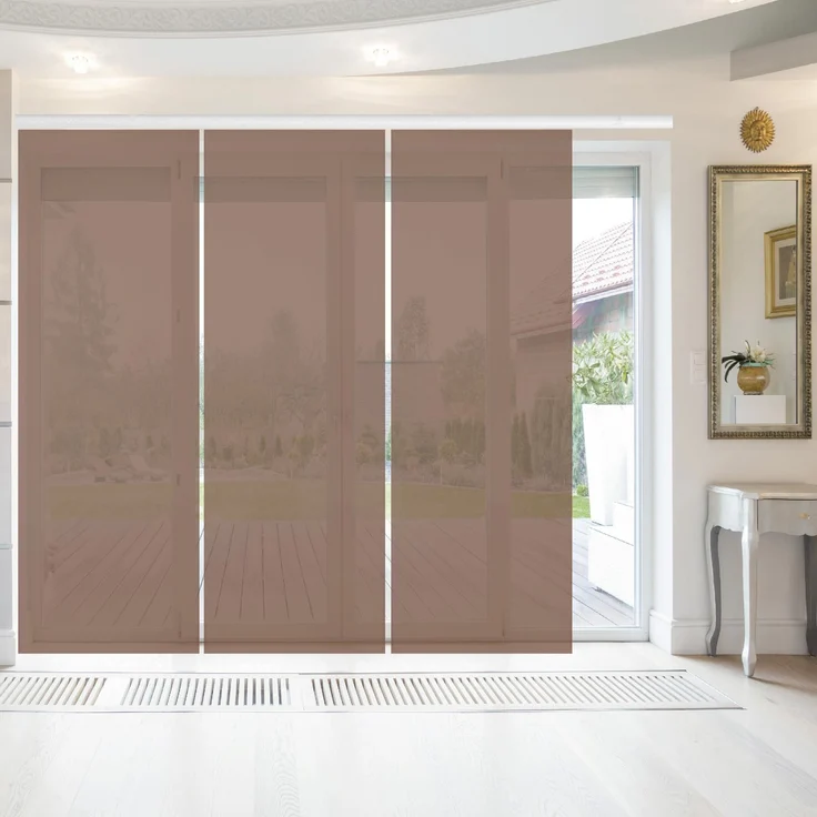 Bestlivings Flächenvorhang Elena 3er Pack (B x H) 60 x 260 cm Dunkelbraun, transparenter einfarbiger Schiebevorhang, in vielen Farben – Bild 1