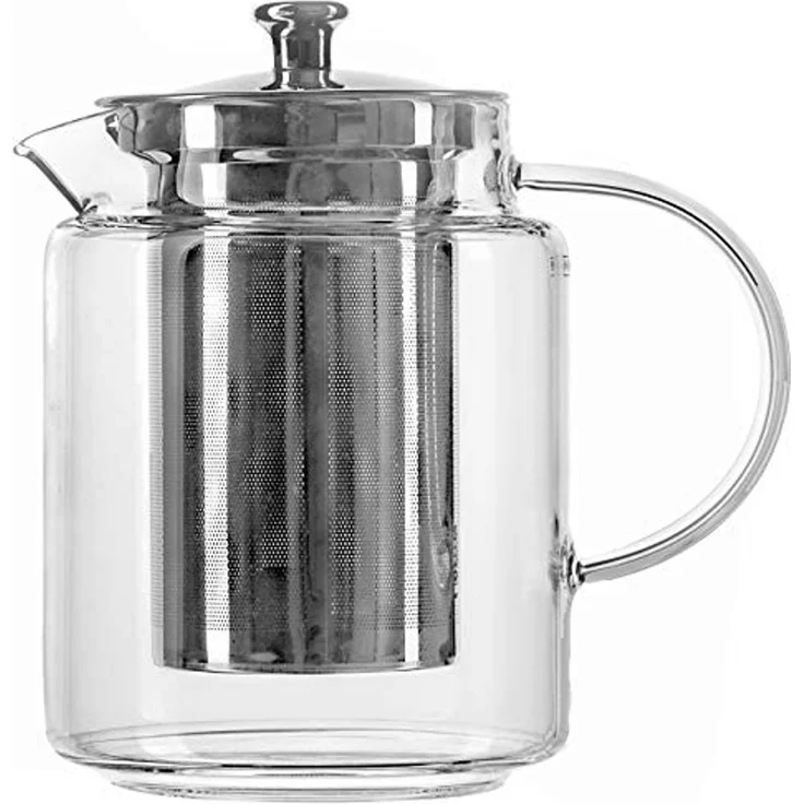 KVOTA Teekanne Glaskanne mit Edelstahl-Siebeinsatz und Deckel, 1L,Teebereiter, 1 l, (1-St), hochwertiges Borosilikatglas – Bild 2