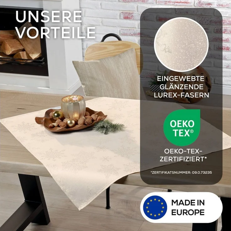 Beautex Tischdecke Lurex Tischdecke Weihnachten, Silber Gold glänzend, Weihnachtstisch (1-tlg) – Bild 4