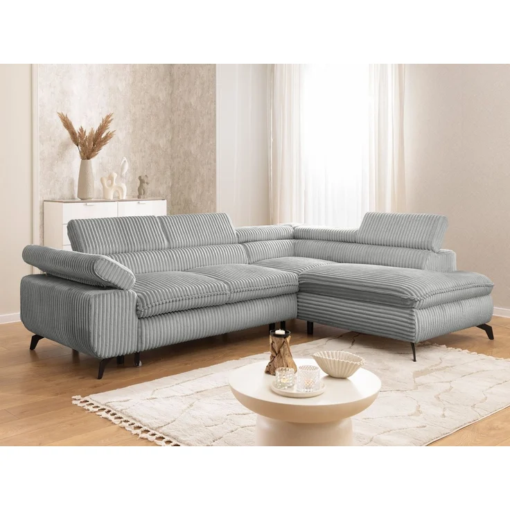 S-Style Möbel Ecksofa Bonnie mit Schlaffunktion Bettkasten und Kopfteilverstellung, mit Wellenfederung, Cord-Stoff – Bild 1