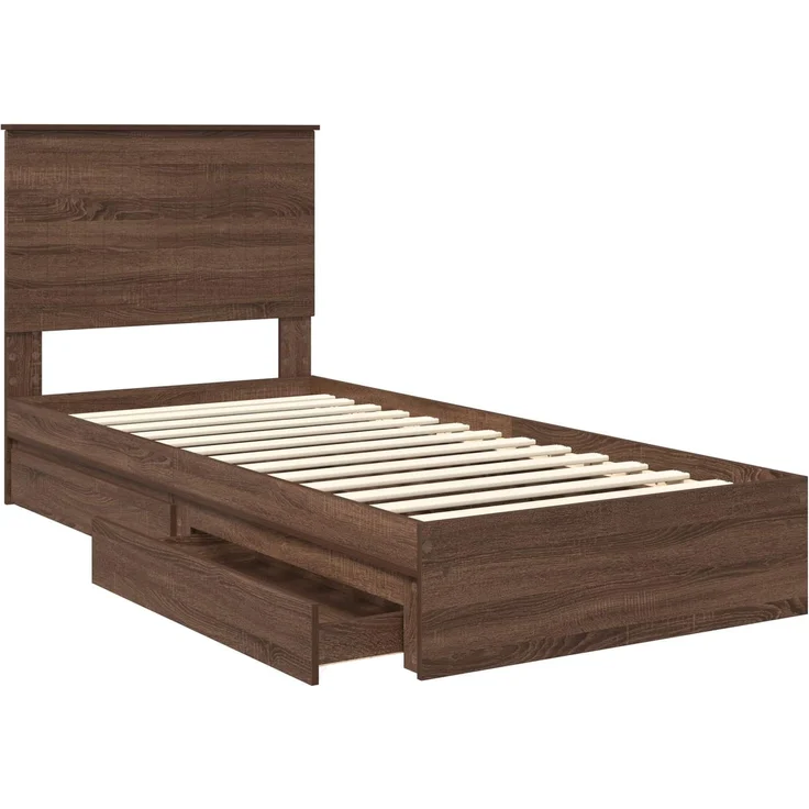 vidaXL Aufbewahrungsbett Braun Eichen-Optik 90 x 190 cm Holzwerkstoff 3411256 – Bild 4