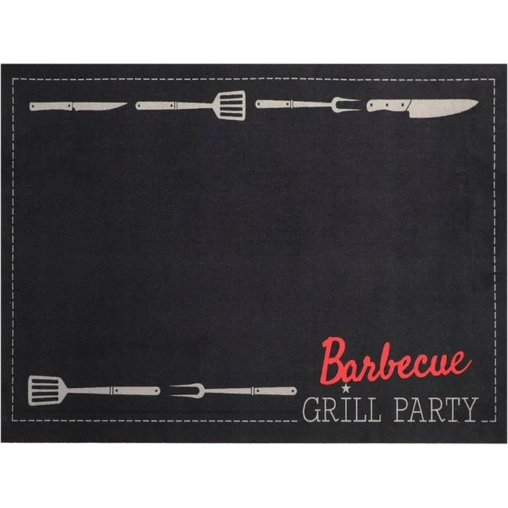 Primaflor-Ideen in Textil Fußmatte BBQ Grillunterlage GRILL PARTY, Made in Belgium, rechteckig, Höhe: 5 mm, Grillmatte ideal als Bodenschutz, ruschhemmend, waschbar – Bild 4