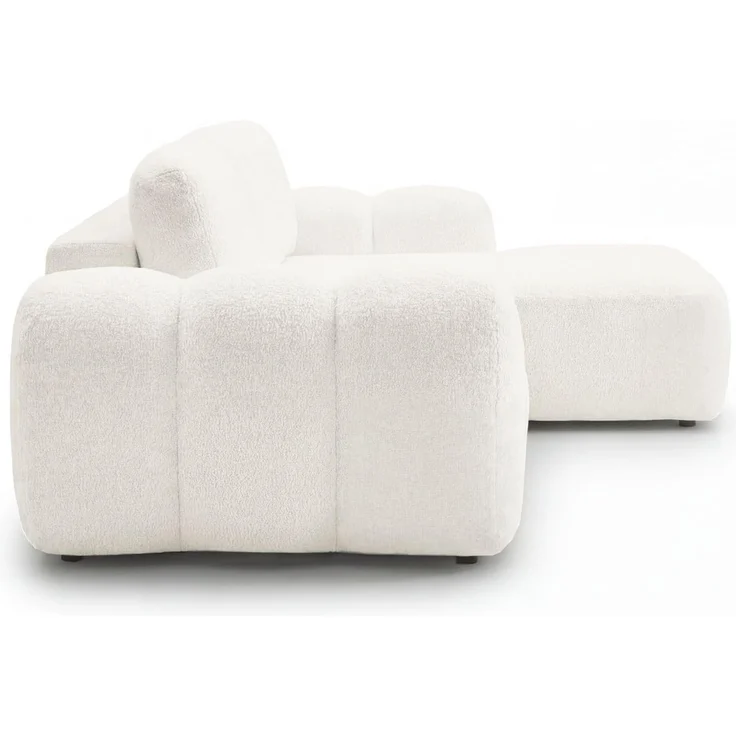 GRAINGOLD Ecksofa Avelin, Eckcouch für Wohnzimmer, L-Form mit Schlaffunktion und Bettkasten, Bouclé-Stoff, Creme, Rechts – Bild 7