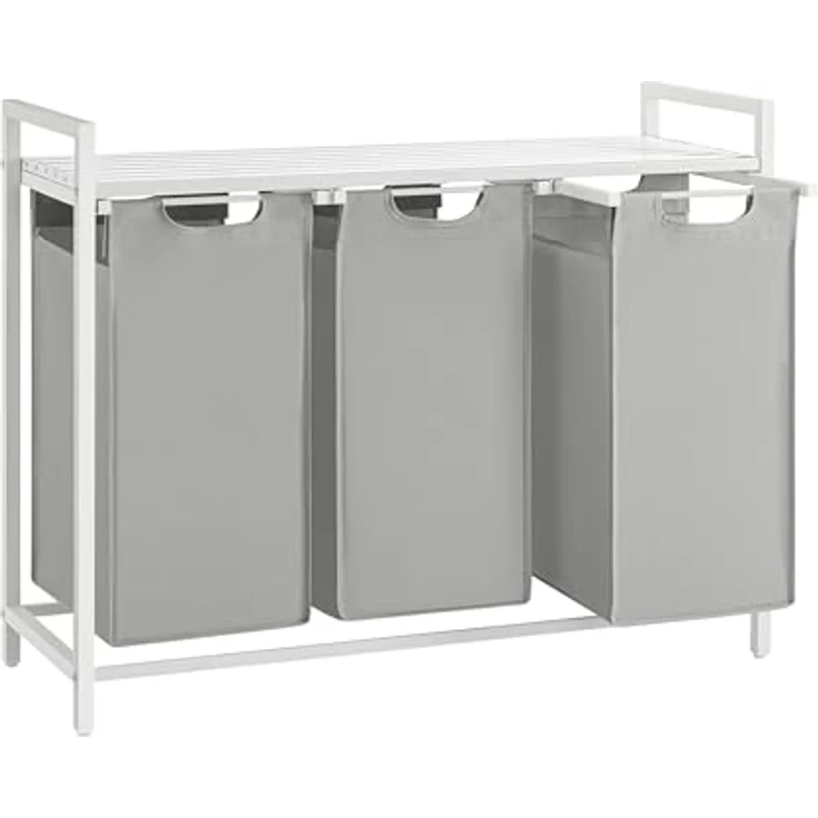 Vasagle Wäschekorb, 3 Fächer, mit Ablage, ausziehbar und abnehmbar, 3x38 L – Bild 2