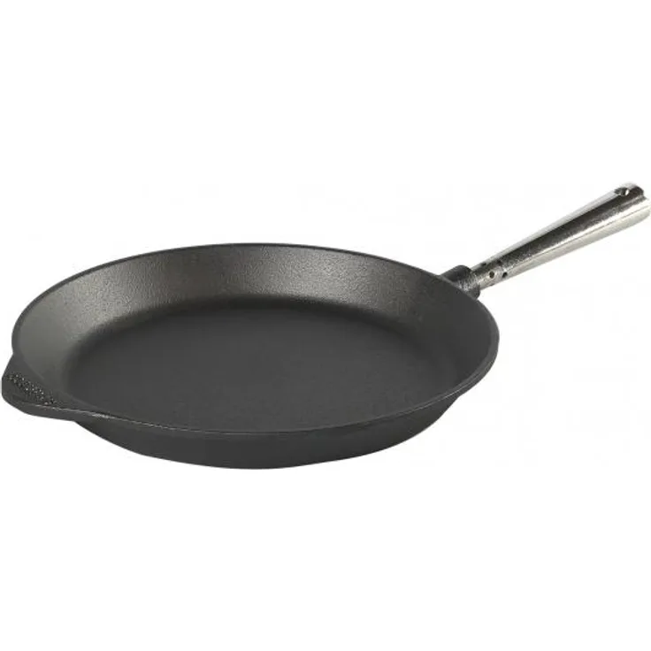Bratpfanne 28 cm aus Gusseisen 0280 mit Edelstahlgriff, flacher Rand von SKEPPSHULT