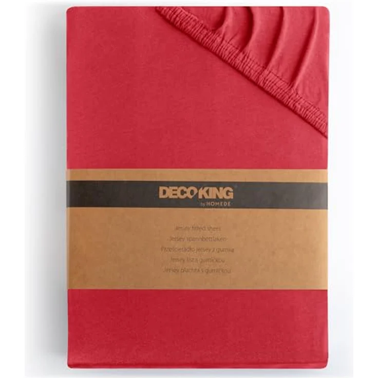 DecoKing Spannbettlaken 120x200 140x200 cm 100% gekämmte Baumwolle Rot Spannbetttücher Jersey Boxspringbett Amber 120x200 140x200 – Bild 2