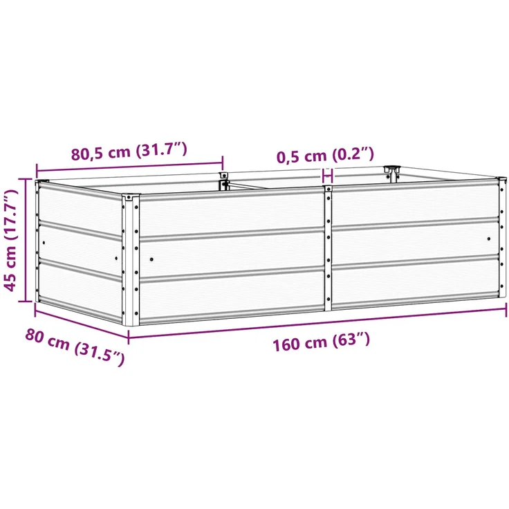 vidaXL Pflanzkübel Grün 160 x 80 x 45 cm Stahl 42018244 – Bild 7