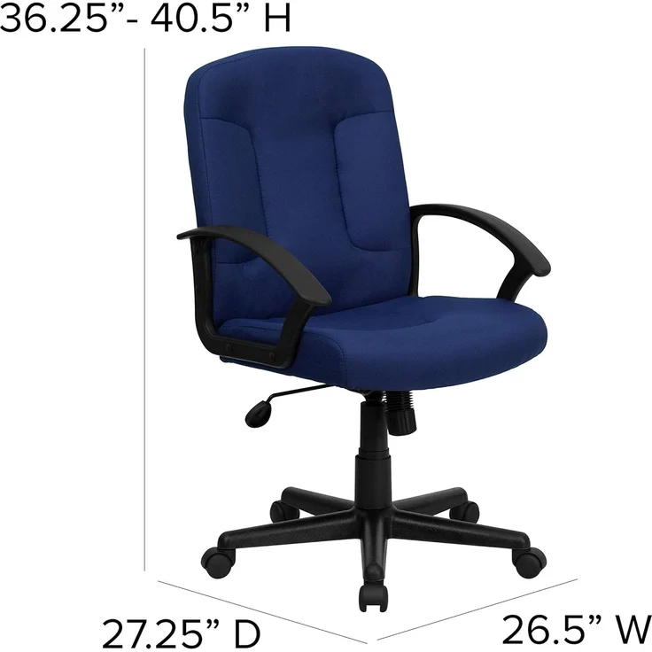 Flash Furniture Garver Bürostuhl mit mittelhoher Rückenlehne, Marineblau, Stoff mit Nylon-Armlehnen – Bild 3