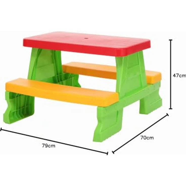 Dohany Kinder-Sitzgruppe, Wetterfeste Picknick Sitzgarnitur für 4 Kinder, grün, abgerundete Kanten, Outdoor Bank Tisch Kombi – Bild 2