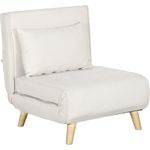 HOMCOM Schlafsofa Klappsessel mit Bettfunktion, Klappsessel 1 Teile, für Wohnzimmer, Cremeweiß