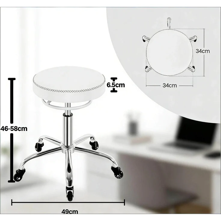 Friseurstühle,Bürostuhl,Drehbarer Bürostuhl,Bequem Beweglicher Bürostuhl,Massagestühle,Barstühle(nur mit Bürostühlen)--Weiß--49x49x58cm--YOUDENOVA – Bild 7