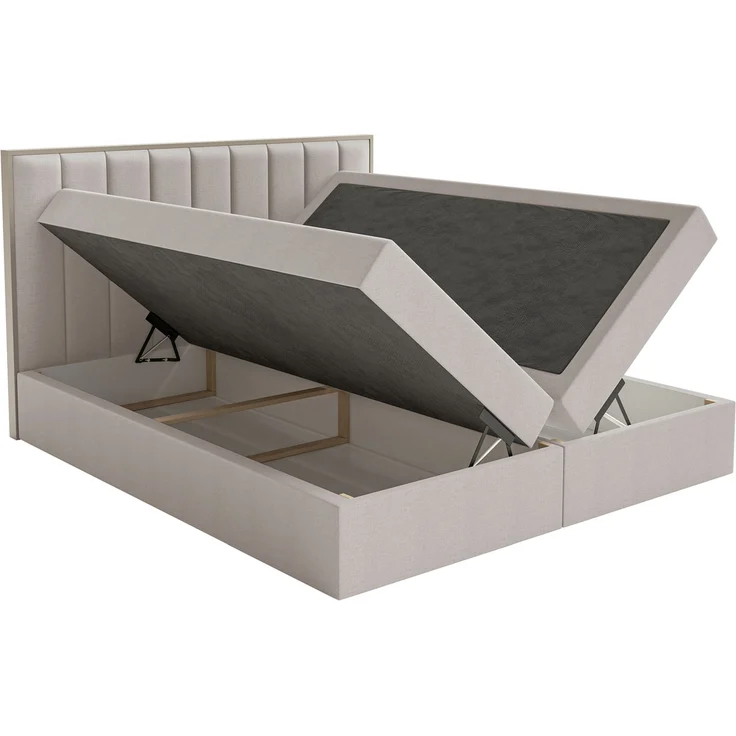 Selsey 'Togents' Boxspringbett 180x200 mit Stauraum und Topper, hydrophobe Chenille, graubeige – Bild 4