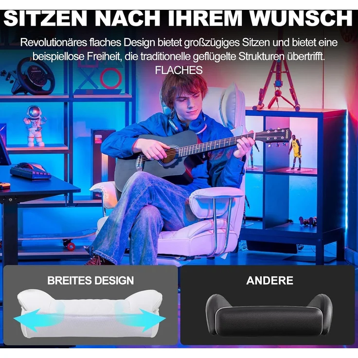 GTPLAYER Gaming-Stuhl Bürostuhl Gamer Stuhl gaming stuhl Schreibtischstuhl Chefsessel, mit Taschenfeder-Lendenwirbelstütze, breiter Büro-Computersessel – Bild 4