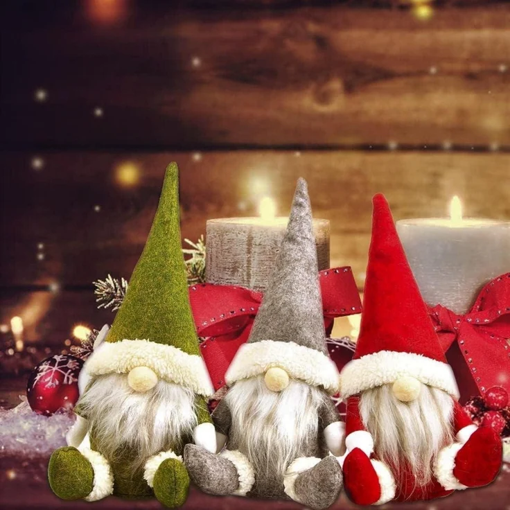 3er Set handgemachte schwedische Weihnachtszwerg Puppen für Kamin Büro Deko – Bild 5