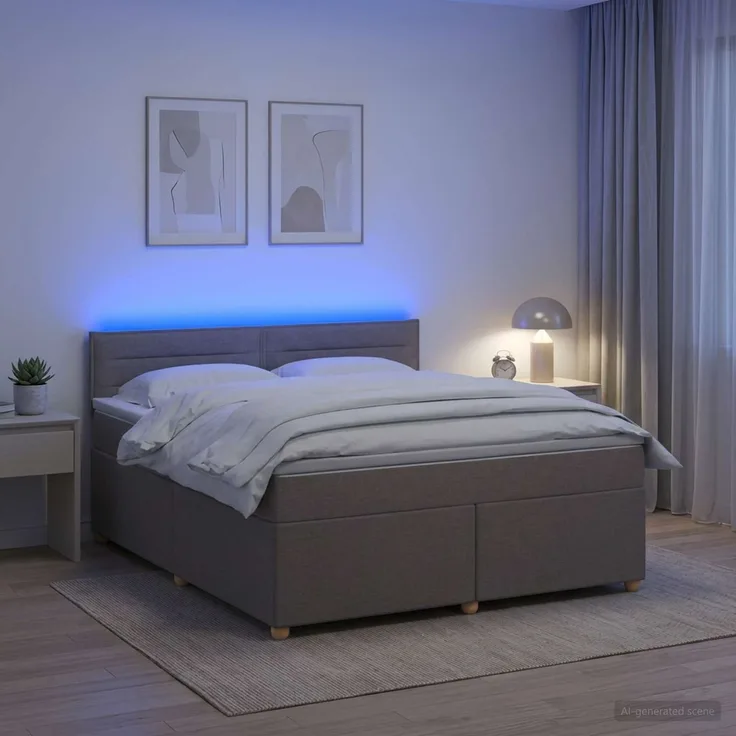 vidaXL Boxspringbett mit Matratze Taupe 160 x 200 cm Stoff 3452454