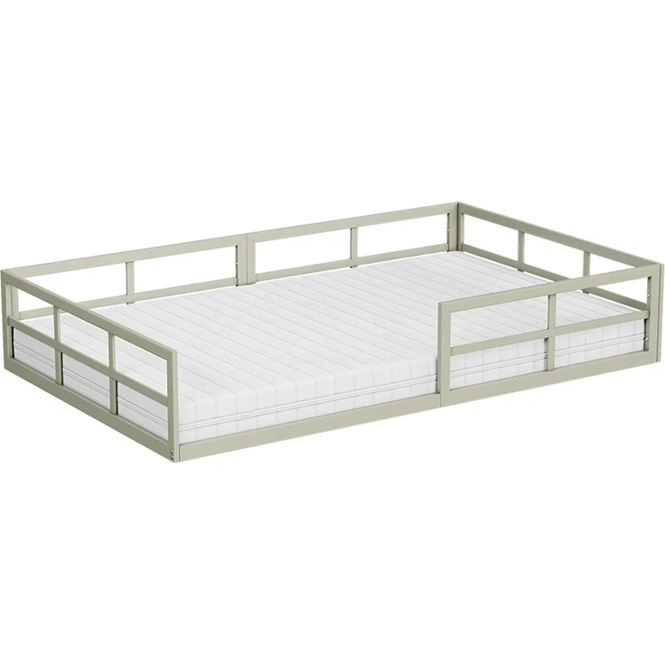 Bodenbett aus Metall Minno Greige 120x200 mit Matratze Vitalispa – Bild 1