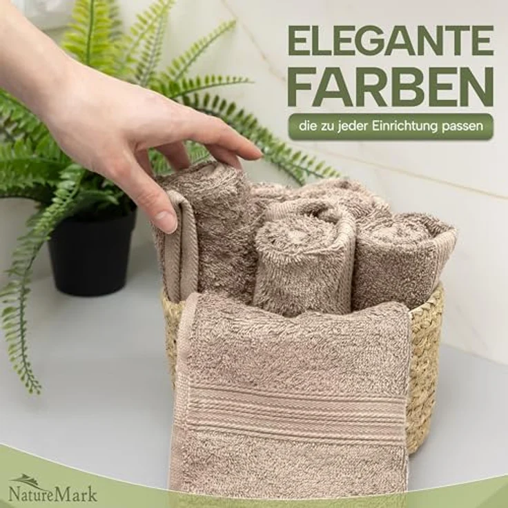 NatureMark 12er Pack Gästetücher Premium Qualität 30x50 cm GÄSTEHANDTUCH Frottiertuch-Set 100% Baumwolle Farbe: Sand/Beige – Bild 3