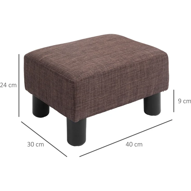 Hocker mit Stoffbezug in Leinenoptik, bis 110 kg, braun, 40 x 30 x 24cm--Braun--40x30x24cm--YOUDENOVA – Bild 5