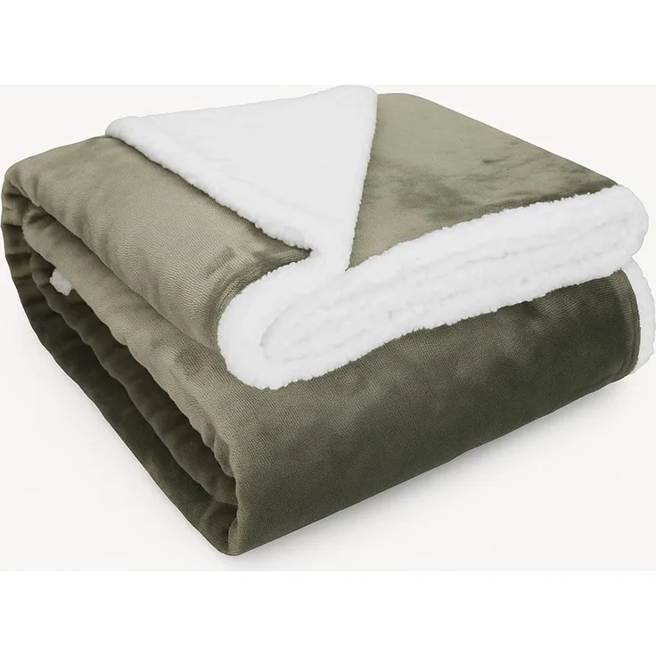 Betz Luxus FlanellKuscheldecke Wohndecke XXL Verona Sherpa Größe 150x200 cm Farbe Taupe