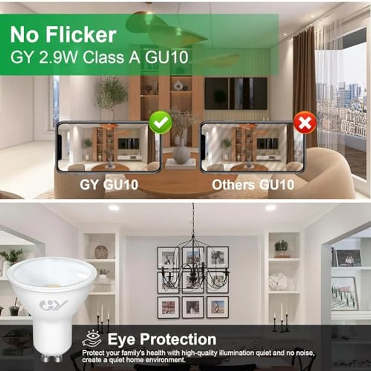 GY GU10 LED Neutralweiss Lampe 2,9W 520 lúmenes 4000K Neutralweiß Glühbirnen, 50W lampe ersetzt, Abstrahlwinkel 110° Leuchtmittel, Nicht Dimmbar Energiesparlampe, 5er-Pack – Bild 9