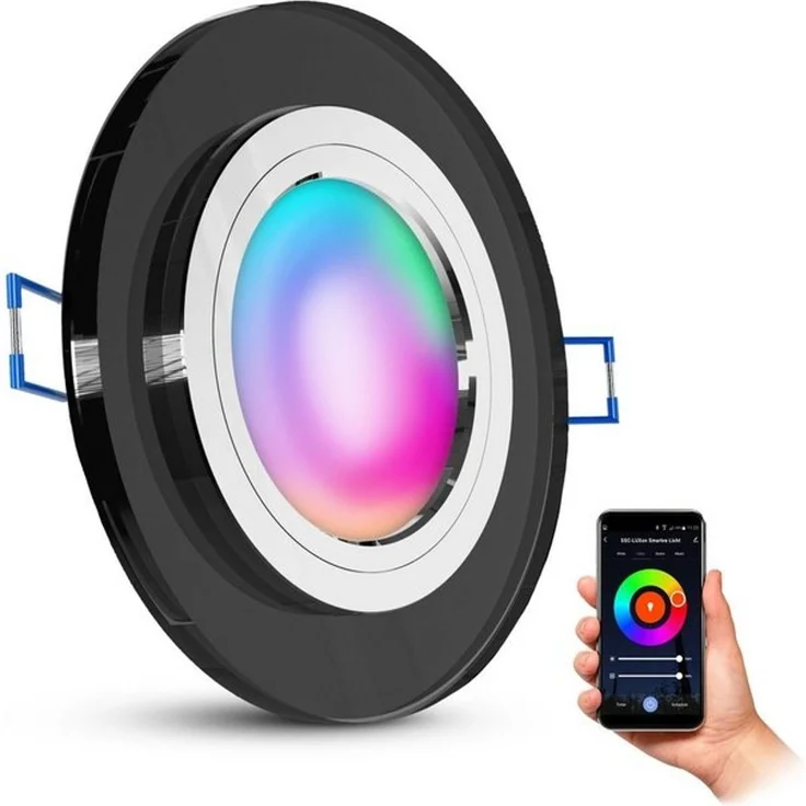 SSC-LUXon LED Einbaustrahler Einbauleuchte ALINA flach schwarz mit Smart WLAN RGB LED 4W Deckenspot, RGB & Weißtöne – Bild 4