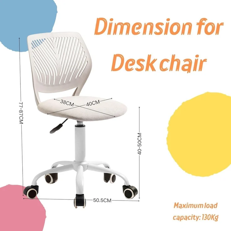 Schreibtischstuhl Verstellbarer drehbarer Bürostuhl Ergonomisch Stoffsitz Blau – Bild 3