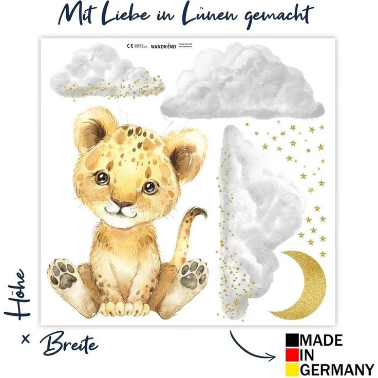 WANDKIND Wandtattoo Löwe auf der Wolke V338, Wieder ablösbar – Bild 2