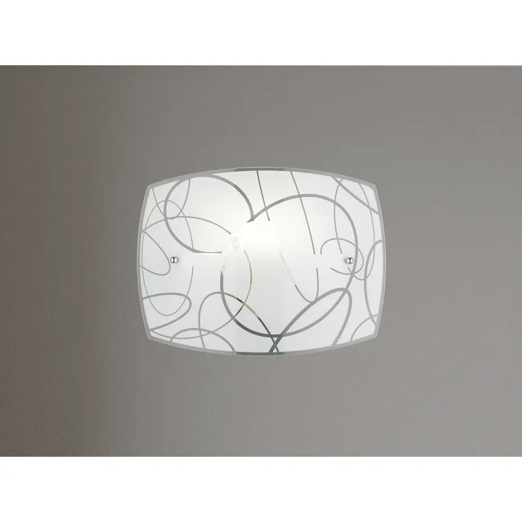 Exklusive LED Wandleuchte DIMMBAR Glasschirm in weiß mit dezentem Dekor, B: 30cm