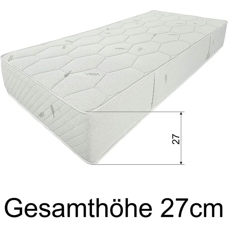 Matratzen Perfekt Federkernmatratze in dem Härtegrad H5, Höhe von 27 cm, bandscheibengerechte Federkern-Matratze Smaragd mit Bonellfeder-Kern und veredeltem Aloe-Vera Bezug (H5, 100x200 cm) – Bild 6