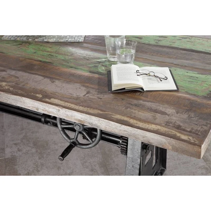 Esstisch Altholz höhenverstellbar 200x100x75-105 mehrfarbig lackiert INDUSTRIAL #23 – Bild 10