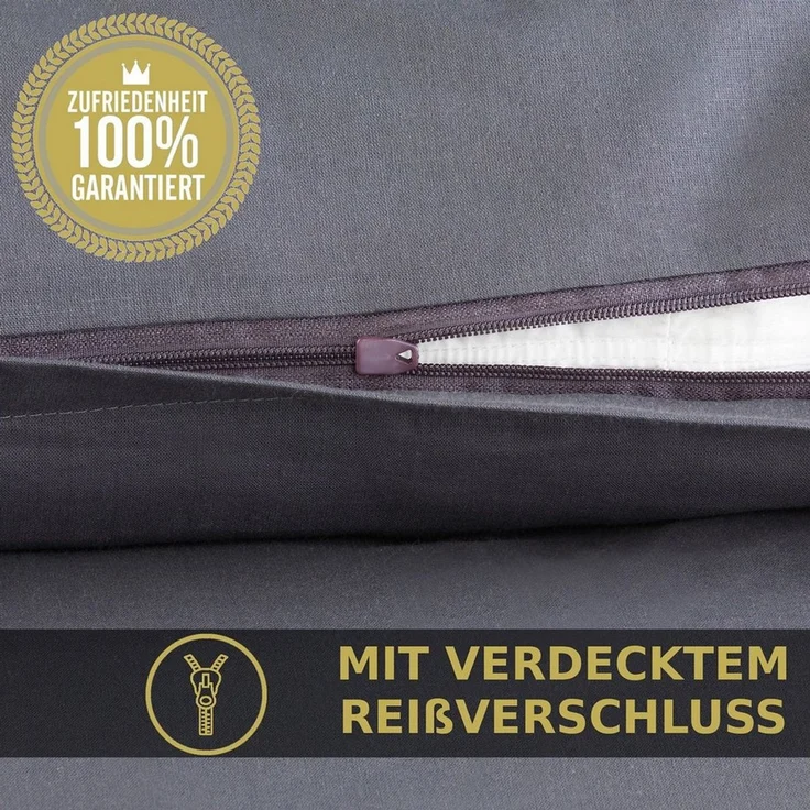 Malika Bettwäsche 155x220 + 80x80 cm atmungsaktiver Baummwoll Renforce Bettbezug, Renforce Baumwolle, 2 teilig, Für Allergiker geeignet, pflegeleicht, angenehm weicher Stoff – Bild 4