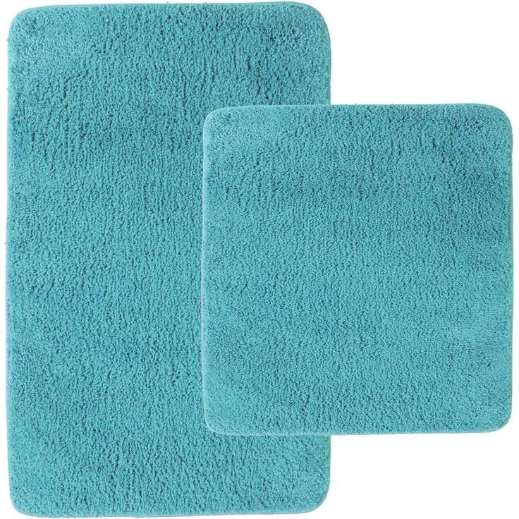 NYVI Badematte Badematten Set 2 teilig NYVISpa Lasalle Aqua Badezimmerteppich Set, Höhe 20 mm, Polyester, Badematte 50x80cm + WC Vorleger ohne Ausschnitt, Rutschfest & Waschbar – Bild 5