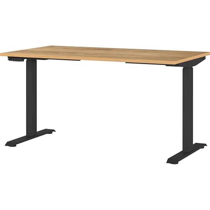 Germania Schreibtisch 7905-593, in Navarra-Eiche-Nb./Schwarz, EL. höhenverstellb, 140 x 120 x 80 cm (BxHxT) – Bild 2