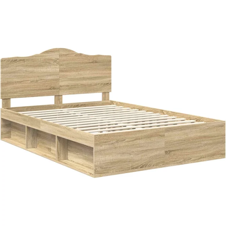 vidaXL Bettrahmen Sonoma 140 x 190 cm Massives Kiefernholz 3413310 – Bild 1