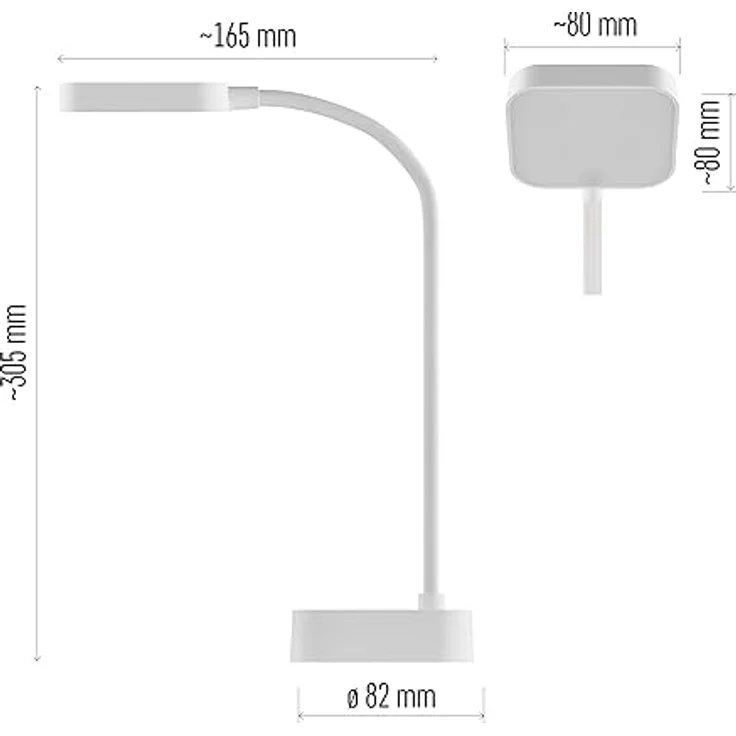 EMOS Akku-Schreibtischlampe EMILY, USB-aufladbar, 2W, kabellos, biegsam, stufenlos dimmbar, Helligkeit 100lm, weiß, Z7627 – Bild 4