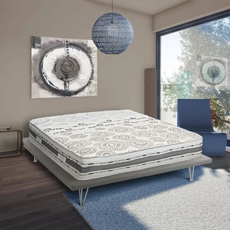 Talamo Italia - Delia-Doppelmatratze, abnehmbarer Bezug aus Memory-Schaum und unabhängigen Mikrofedern, 100 % Made in Italy, milbenhemmend und hypoallergen, 120 x 190 x 25 cm – Bild 4