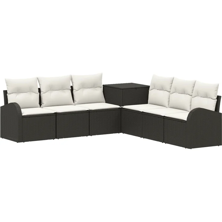 vidaXL Sofa Set 7 stk. Schwarz und Cremeweiß Polyrattan und Stahl 3448695 – Bild 2