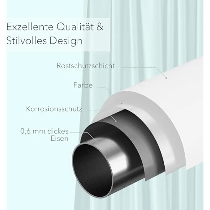tinycurtains Klemmstange Teleskopstange 55-90 cm Türvorhangstange Duschvorhangstange Badstange, Ø 0.22 mm, 1-läufig, ausziehbar, klemmbar, geklemmt, Metall, Stange für Türvorhang ohne Bohren stufenlos verstellbar rostfrei – Bild 7
