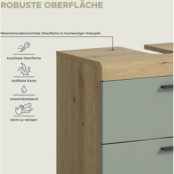 Xonox Scout Waschbeckenunterschrank (B/H/T: 60x56x34 cm) in Salbei und Artisan Eiche Nachbildung – Bild 10
