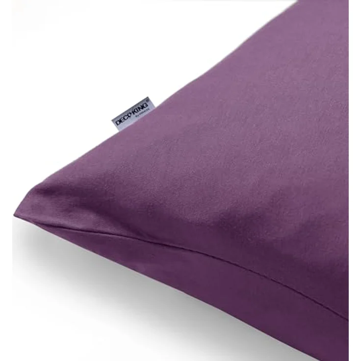 DecoKing 2 Kissenbezüge 40x200 cm Jersey 100% gekämmte Baumwolle Reißverschluss Pflaume Amber – Bild 3