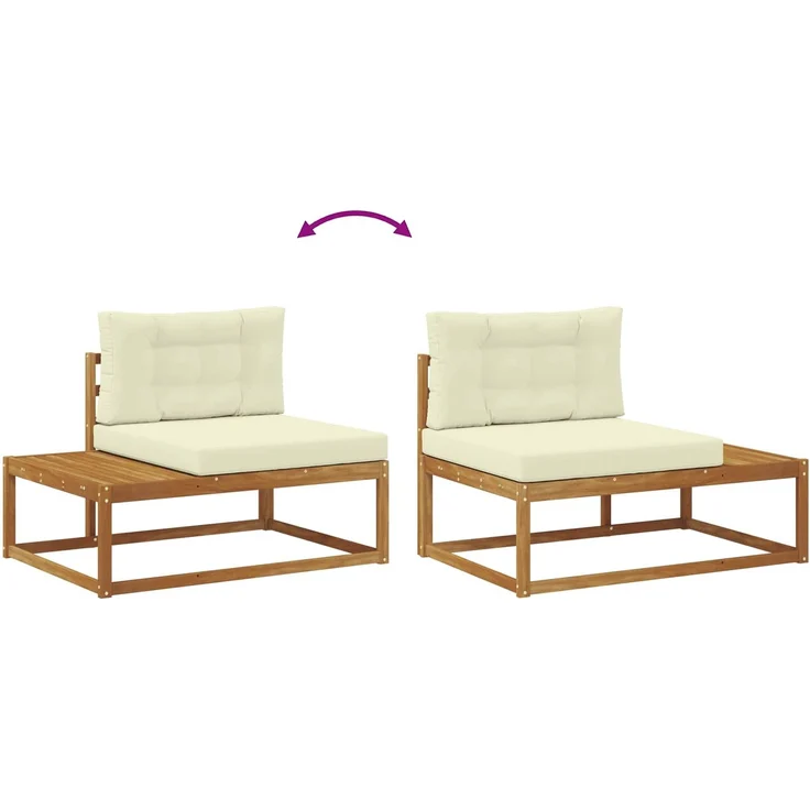 vidaXL Outdoor Endsofa mit Kissen Natur 115 x 83 x 73 cm 900552 – Bild 9