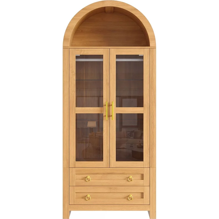 Kleiderschrank 76 x 50 x 185 cm in Eichenoptik mit Glastüren, Schubladen und LED-Beleuchtung – Bild 10