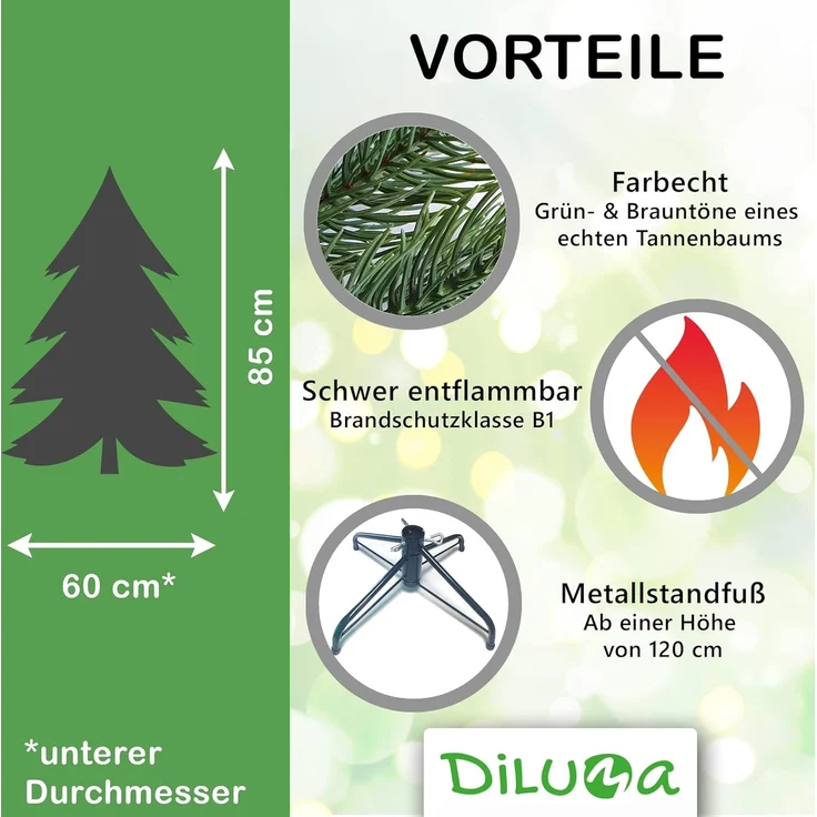 DILUMA Künstlicher Weihnachtsbaum Spritzguss Weihnachtsbaum Künstlich wie echt Tannenbaum Christbaum – Bild 2